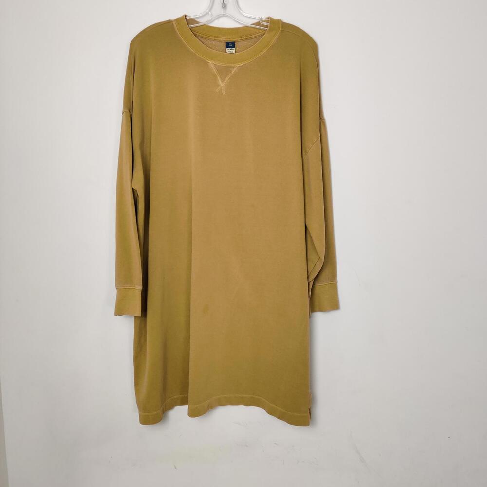 Mustard Yellow Sweatshirt Dress Tunic Long Sleeve XXL Casual Cotton